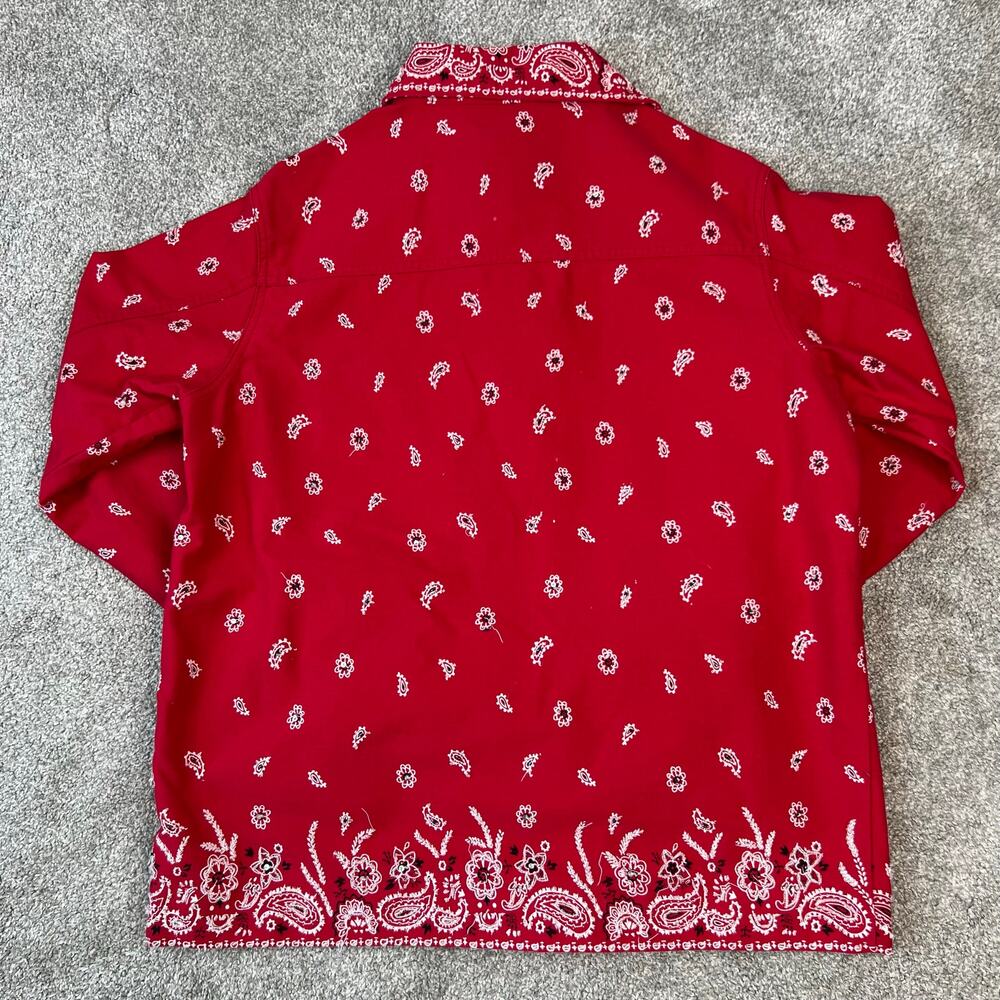 The Quacker Factory Paisley Western Jacket Red Beaded Bedazzled Bandana (Sz S) - Picture 8 of 16